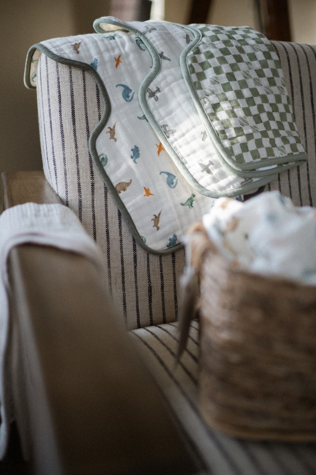 Parent using organic burp cloth